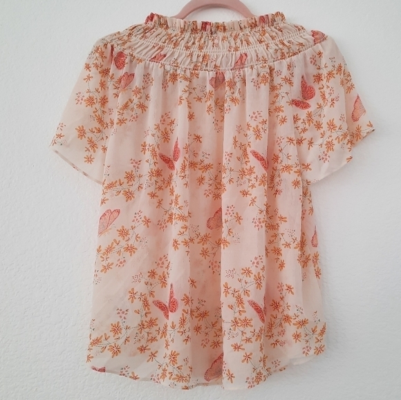 Madewell Smocked Mockneck Butterfly Sanctuary Top XL - Picture 6 of 9